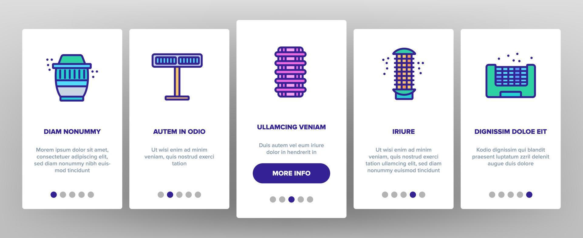 Bug Zapper Equipment Onboarding Icons Set Vector