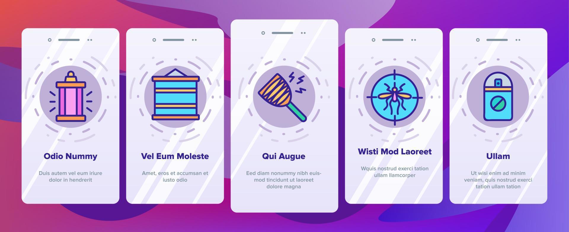Bug Zapper Equipment Onboarding Icons Set Vector