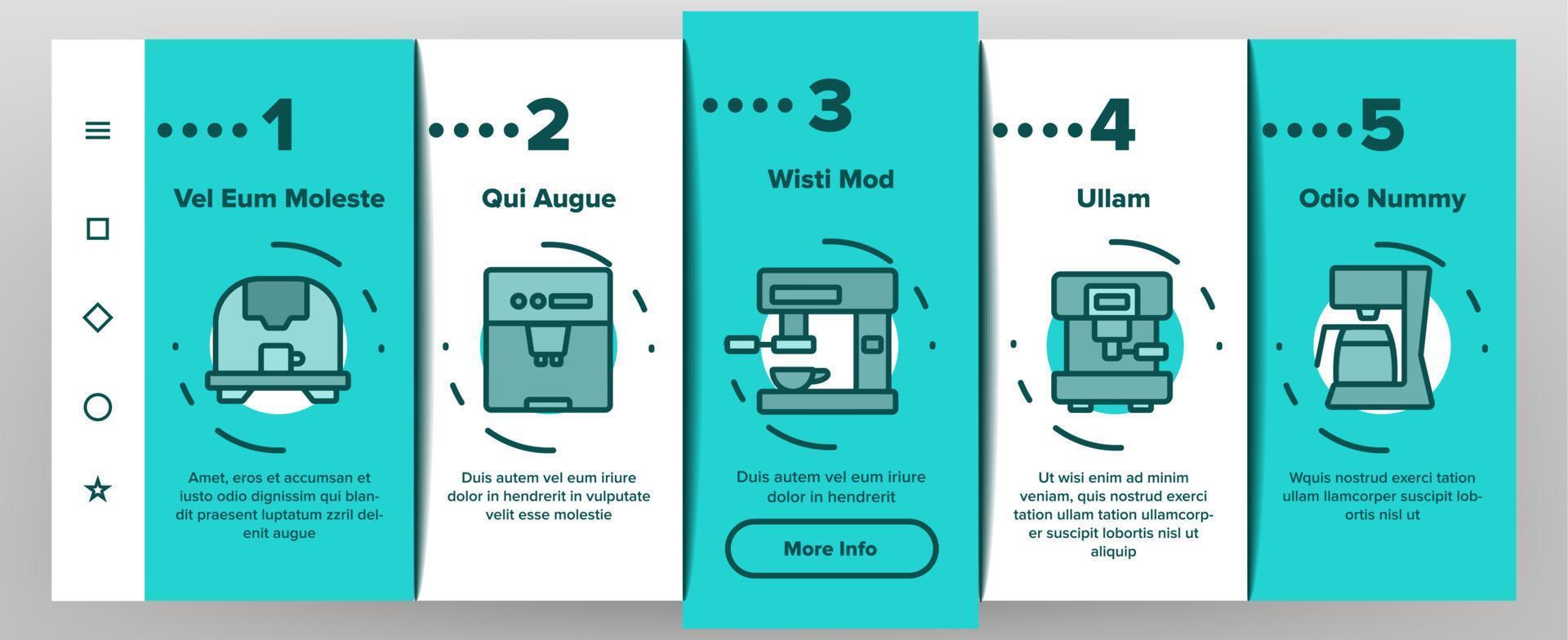 conjunto de iconos de incorporación de dispositivo de máquina de café vector