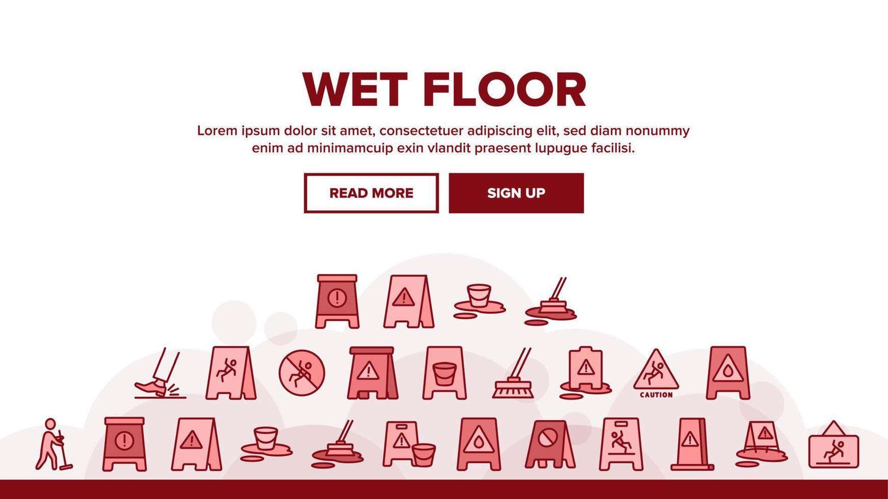 Wet Floor Landing Header Vector