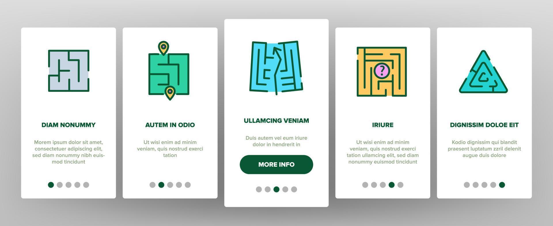 Maze Puzzle Different Onboarding Icons Set Vector