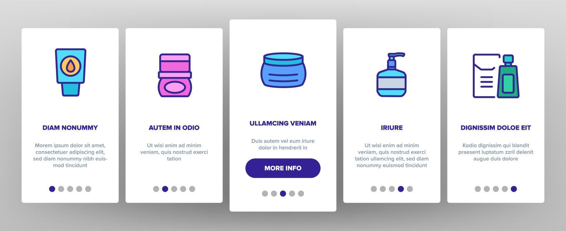 Moisturizer Cream Onboarding Icons Set Vector