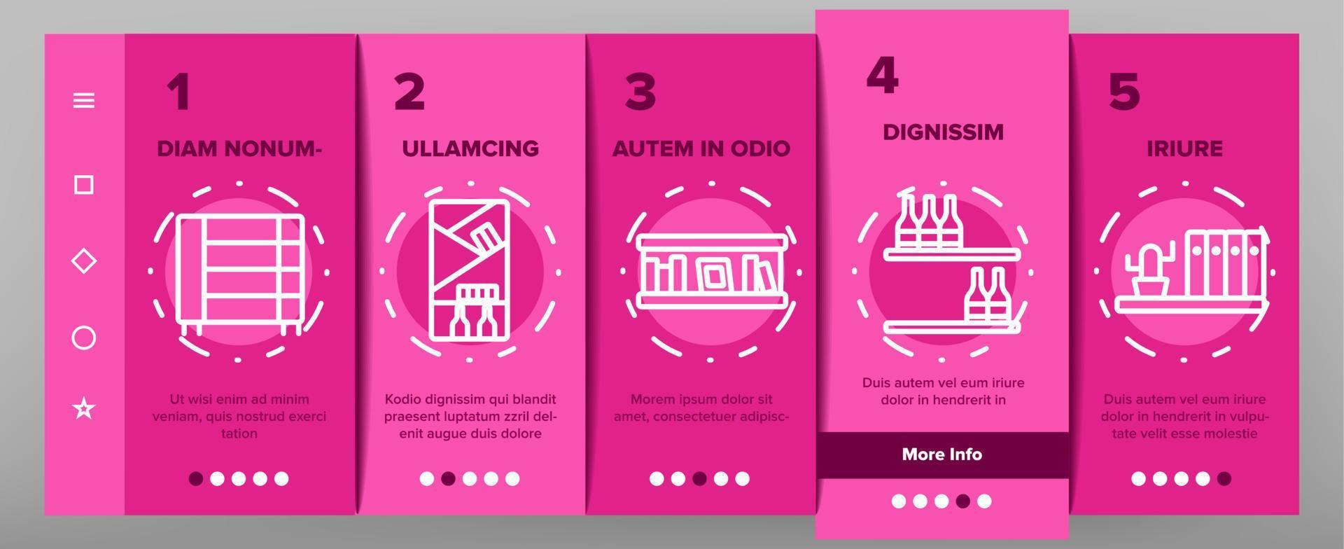 Shelf Room Furniture Onboarding Icons Set Vector