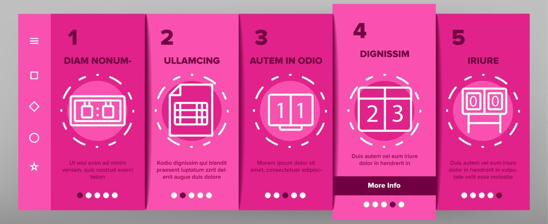 Scoreboard Game Tool Onboarding Icons Set Vector