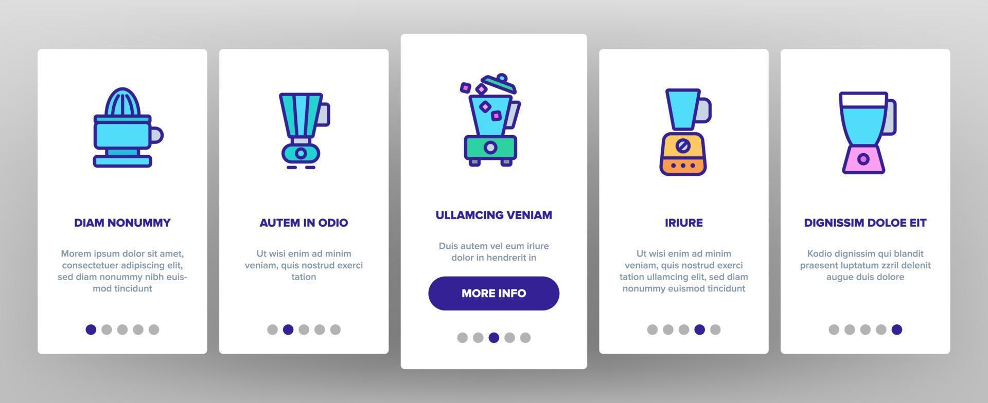 Blender Kitchen Tool Onboarding Icons Set Vector