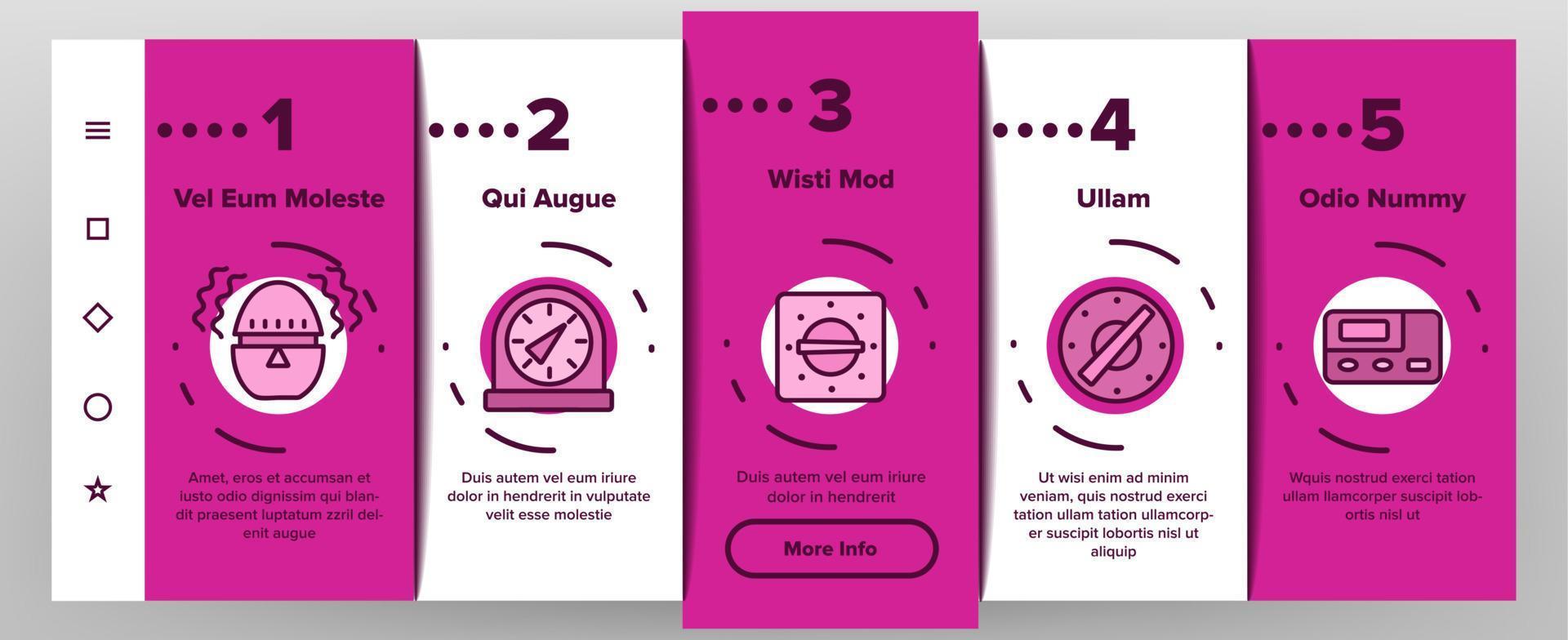Kitchen Timer Tool Onboarding Icons Set Vector