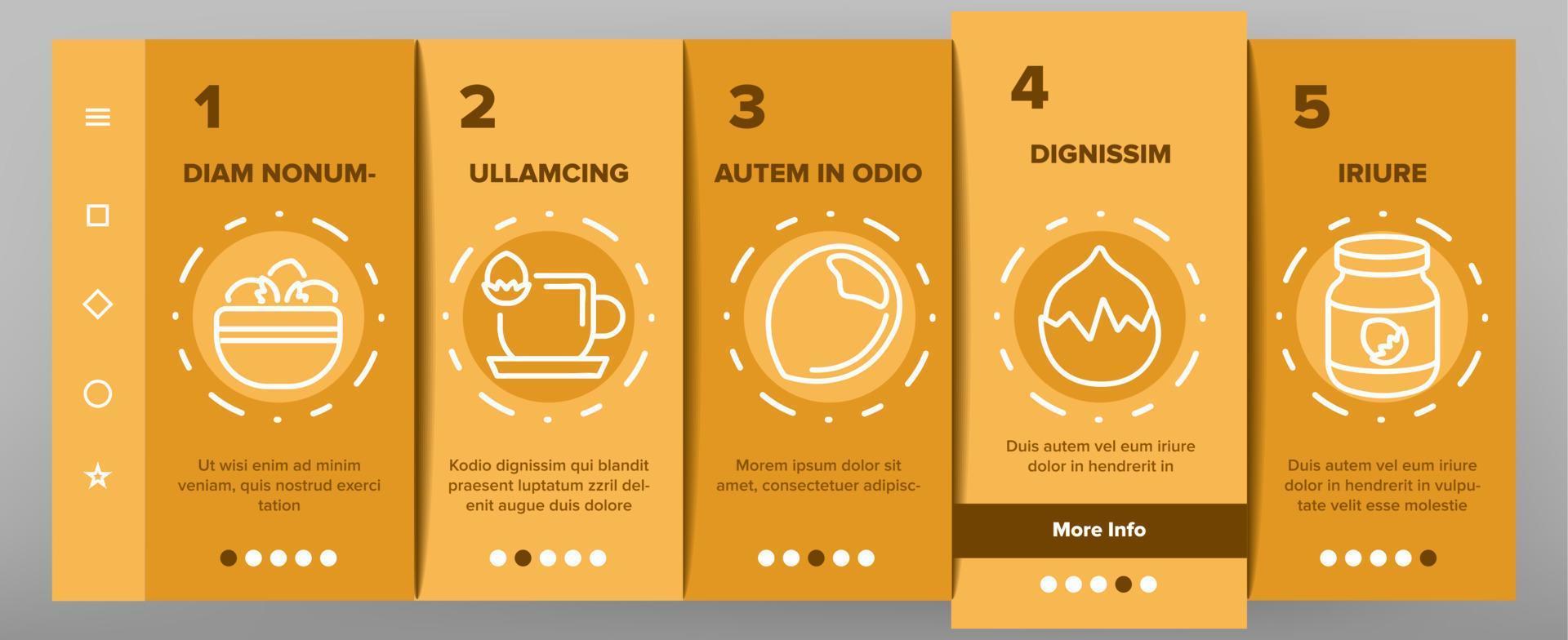 Hazelnut Organic Food Onboarding Icons Set Vector