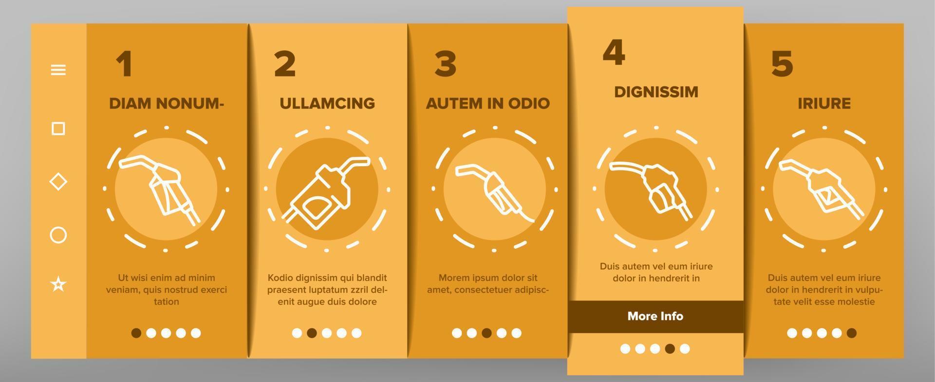 Petrol Station Tool Onboarding Icons Set Vector