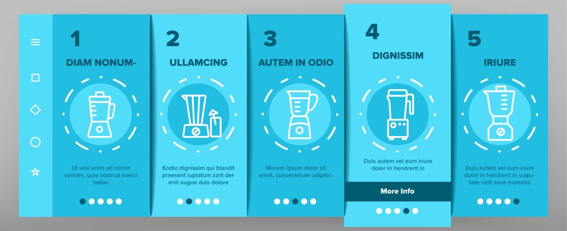 Blender Kitchen Tool Onboarding Icons Set Vector