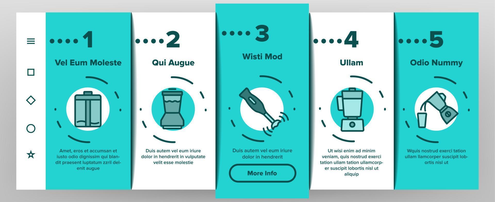 Blender Kitchen Tool Onboarding Icons Set Vector