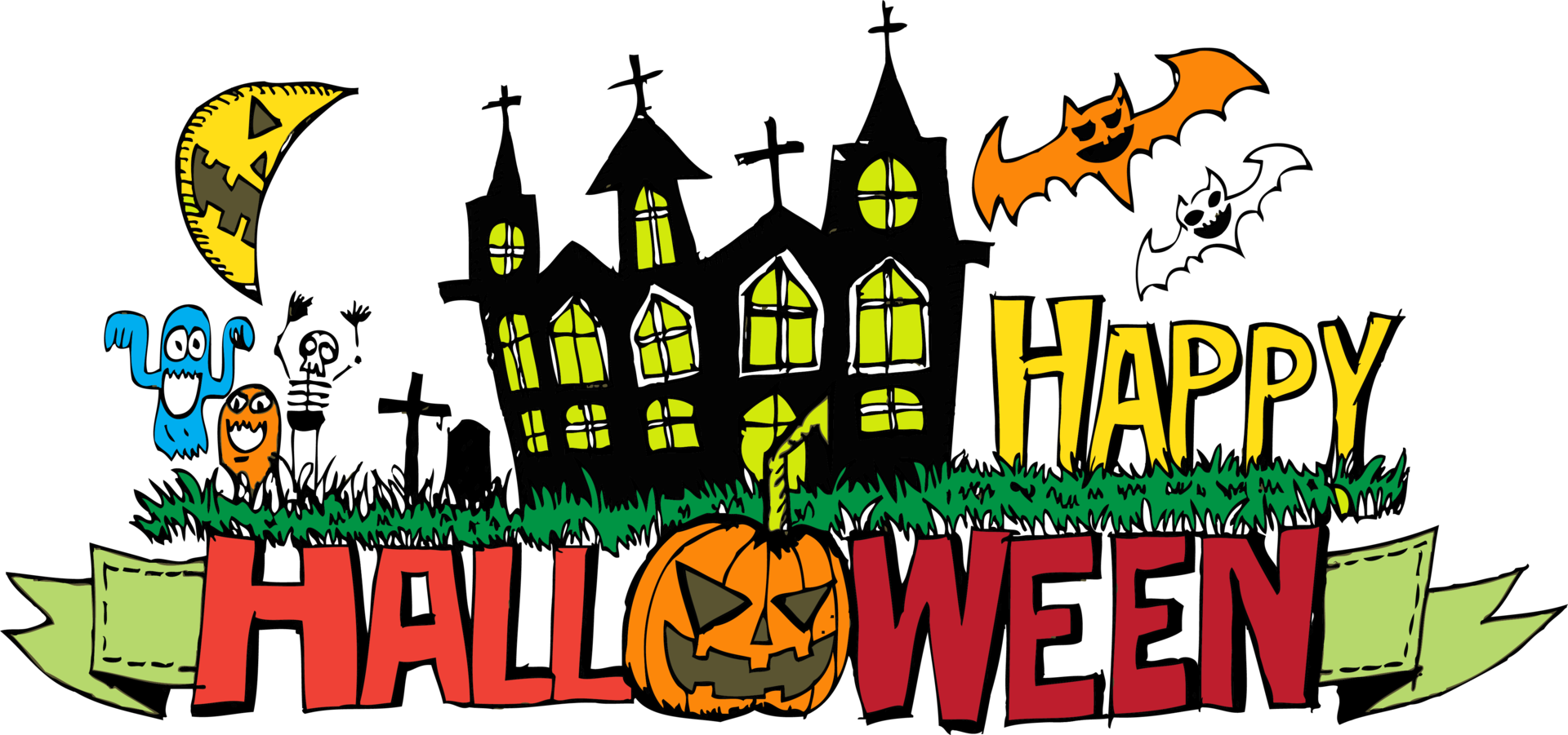 Happy Halloween icon theme and halloween background sign png