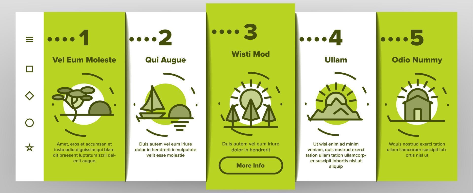 Sunset Or Sunrise Onboarding Icons Set Vector