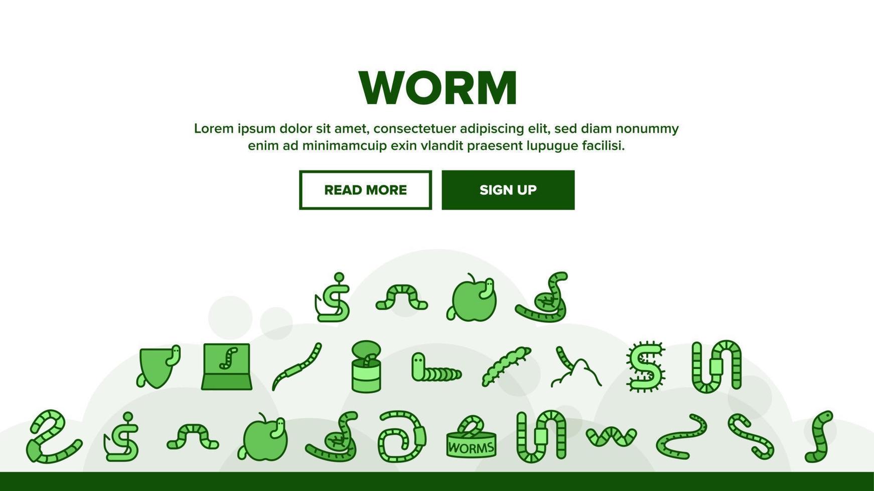 Worm Insect Animal Landing Header Vector