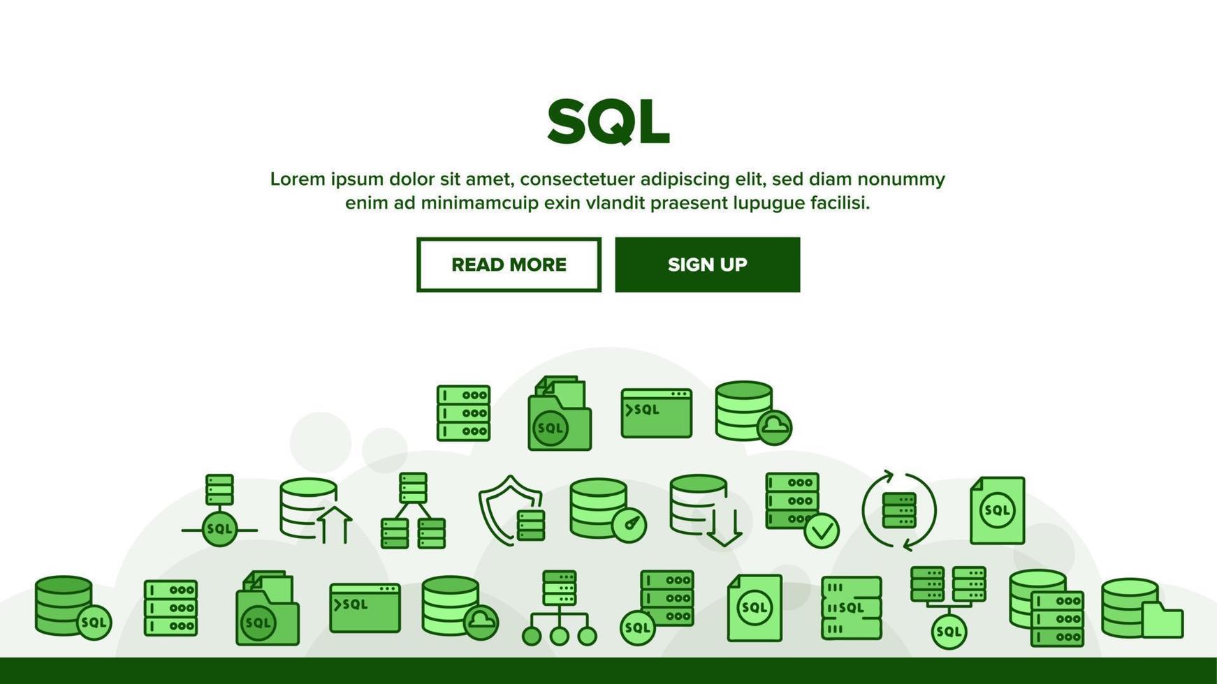 Sql Database Landing Header Vector