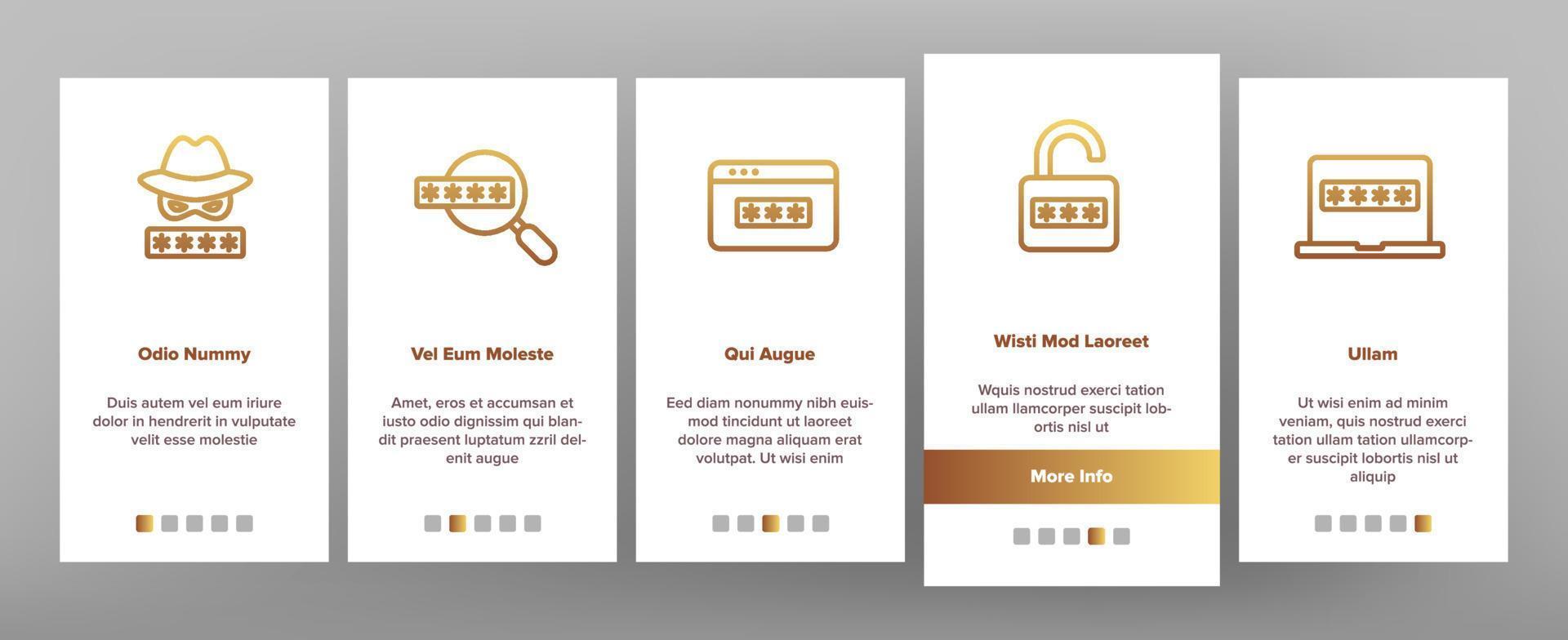Password Protection Onboarding Icons Set Vector