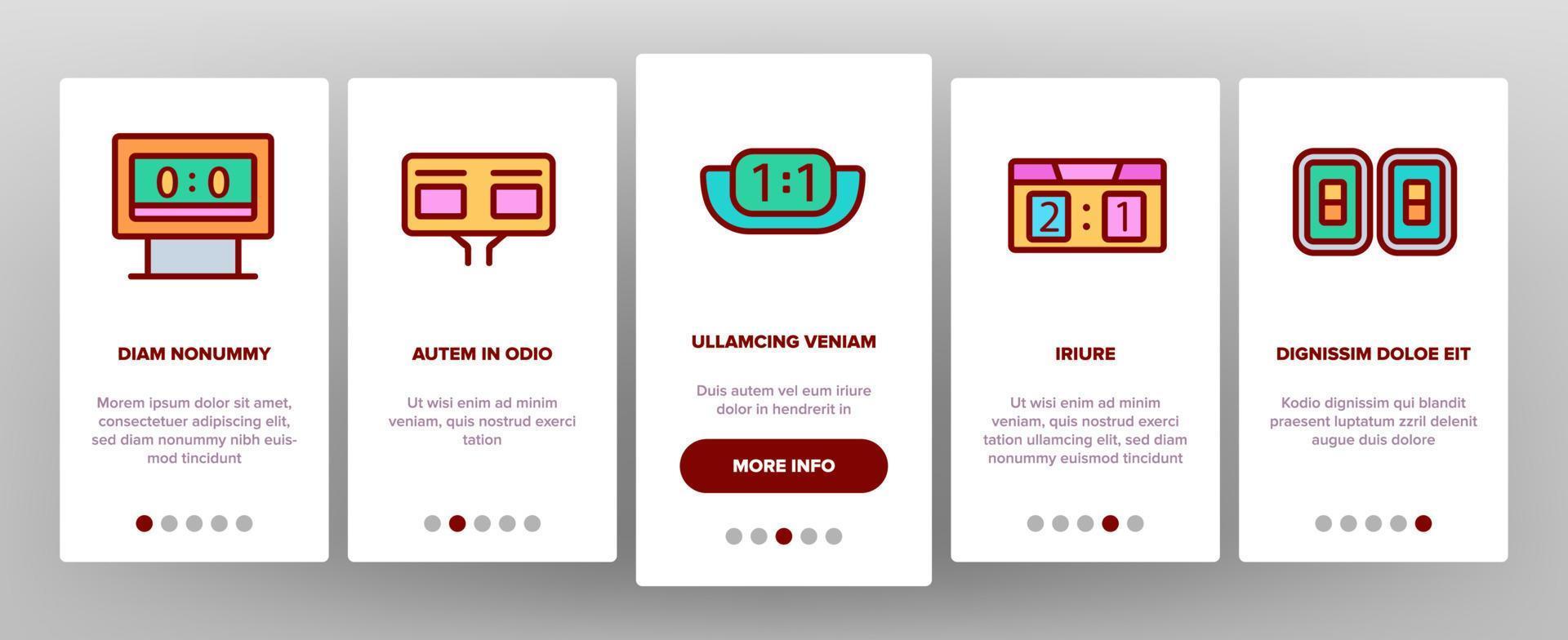 Scoreboard Game Tool Onboarding Icons Set Vector
