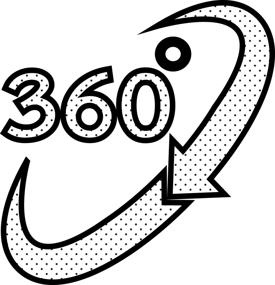 diseño de signo de icono simple de 360 grados png