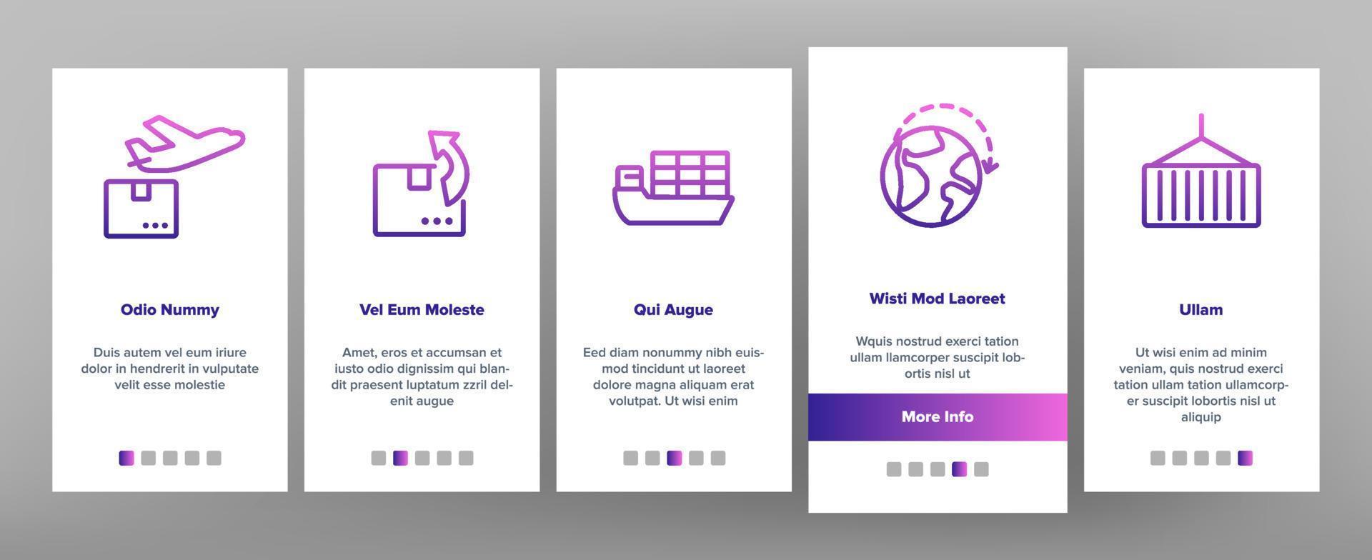 Export Global Logistic Onboarding Icons Set Vector