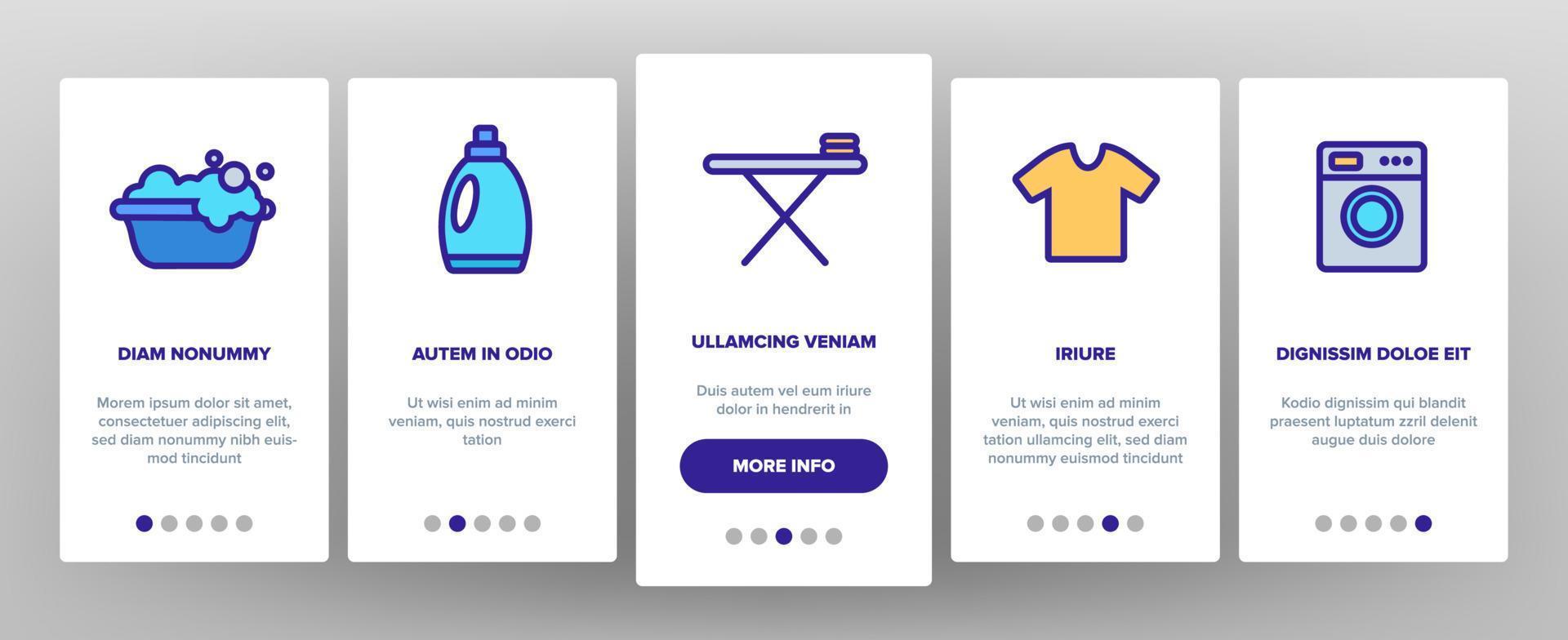 Laundry Line Icon Set Vector Onboarding
