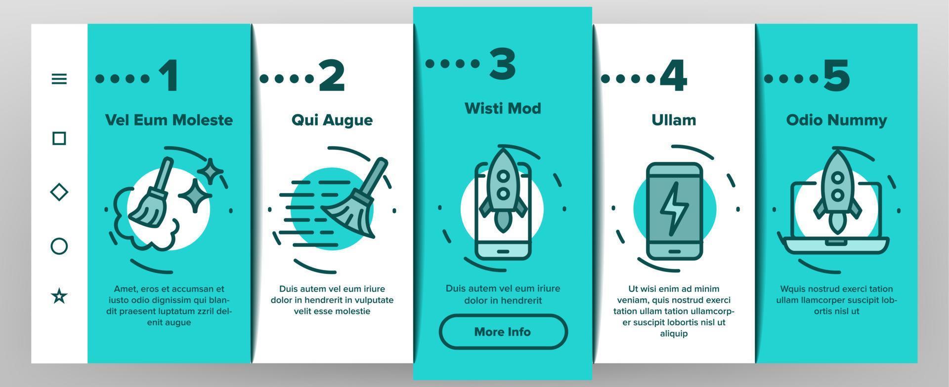 Cleaning Application Onboarding Icons Set Vector