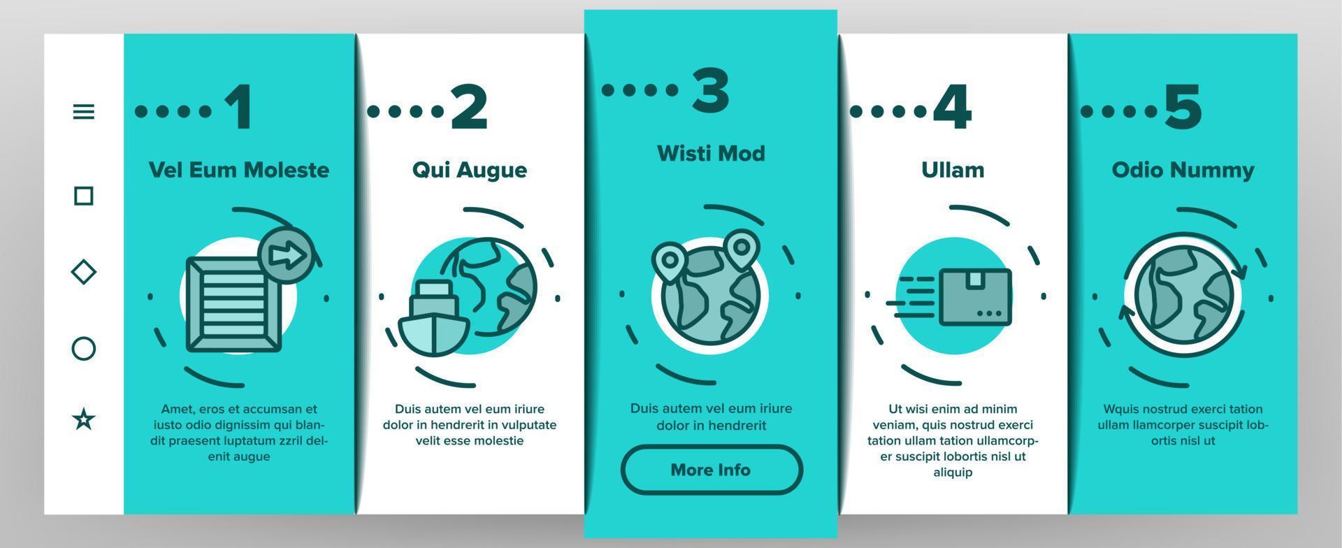 Export Global Logistic Onboarding Icons Set Vector