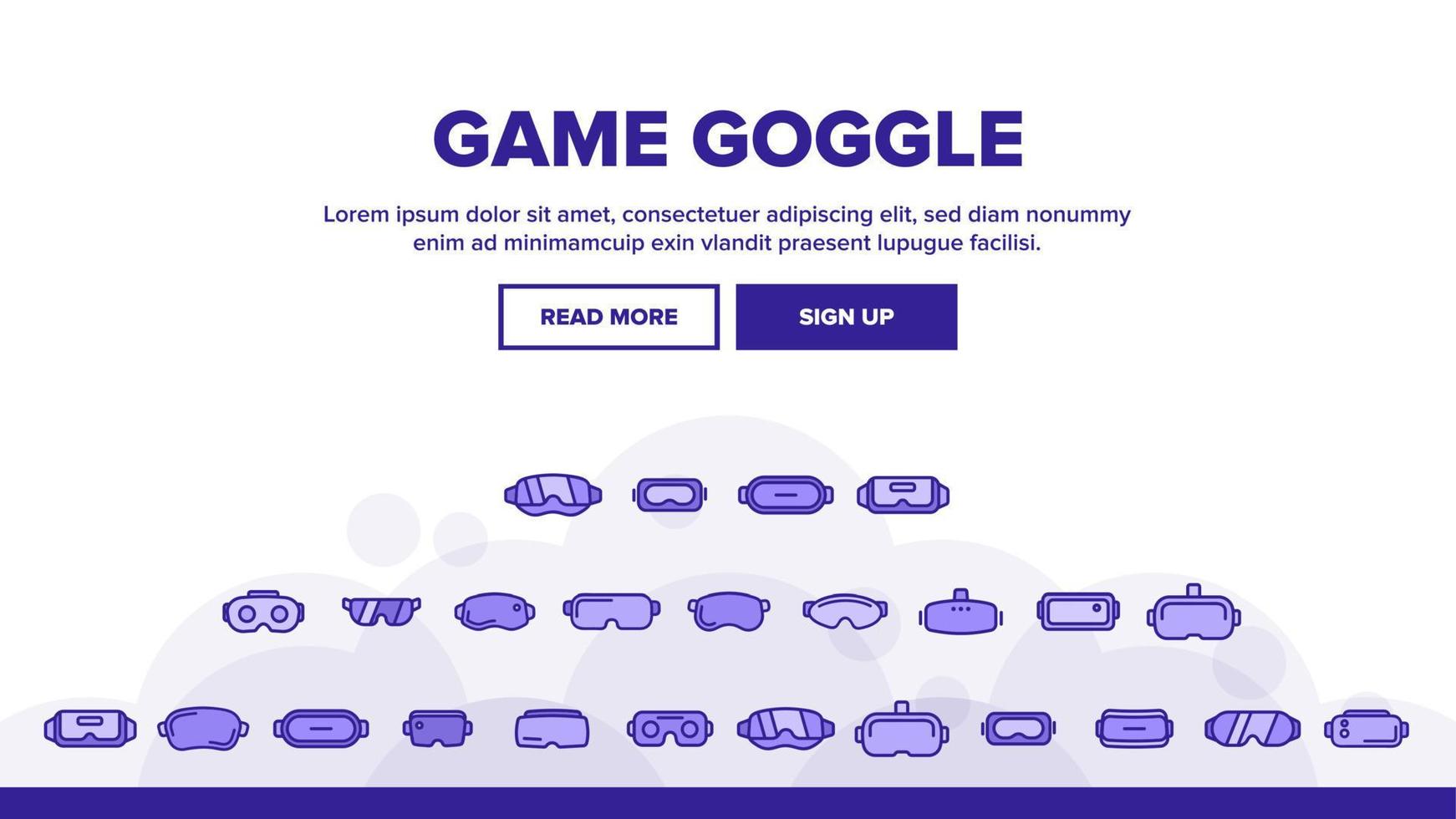 Game Goggles Vector Thin Line Icons Set