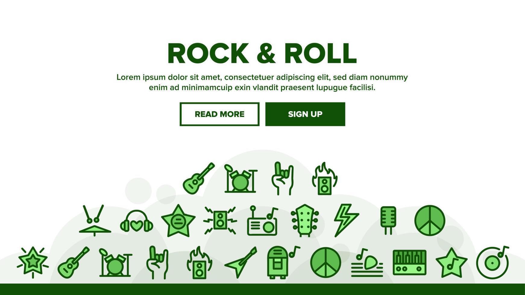 Rock And Roll Landing Header Vector