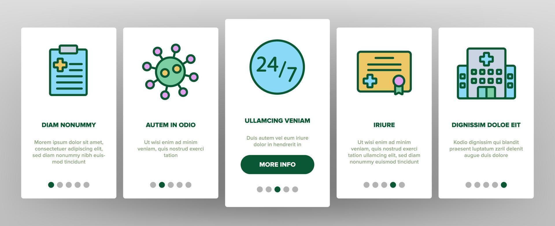 Medic Doctor And Nurse Onboarding Icons Set Vector