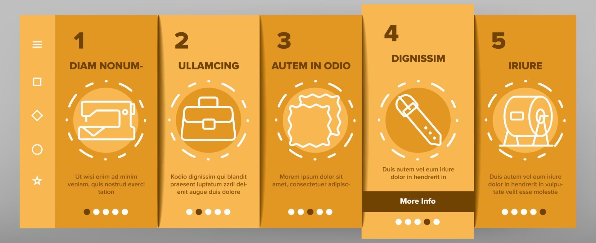 Leather Cloth Material Onboarding Icons Set Vector