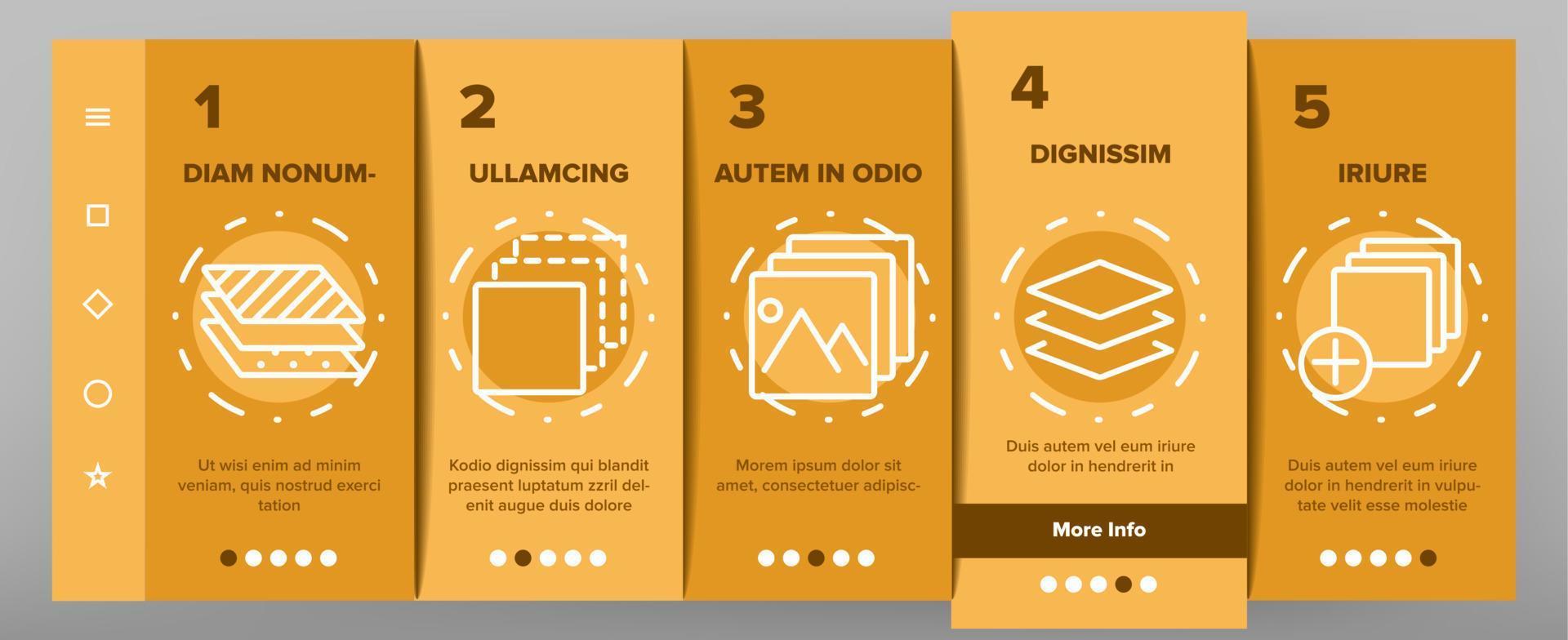 Layer Protect Material Onboarding Icons Set Vector