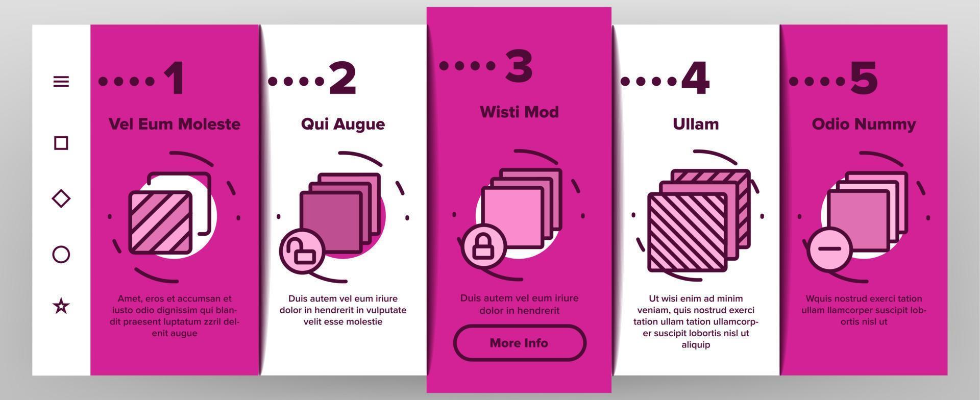 Layer Protect Material Onboarding Icons Set Vector