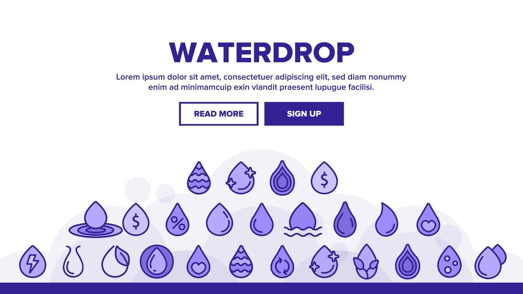 Water Drop Vector Thin Line Icons Set