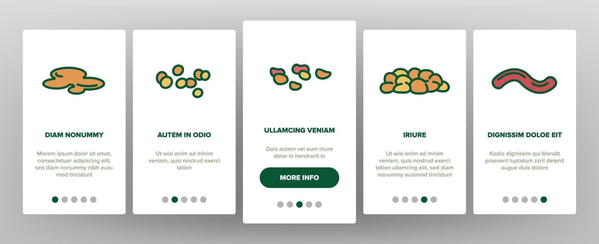 Poop Excrement Pile Onboarding Icons Set Vector