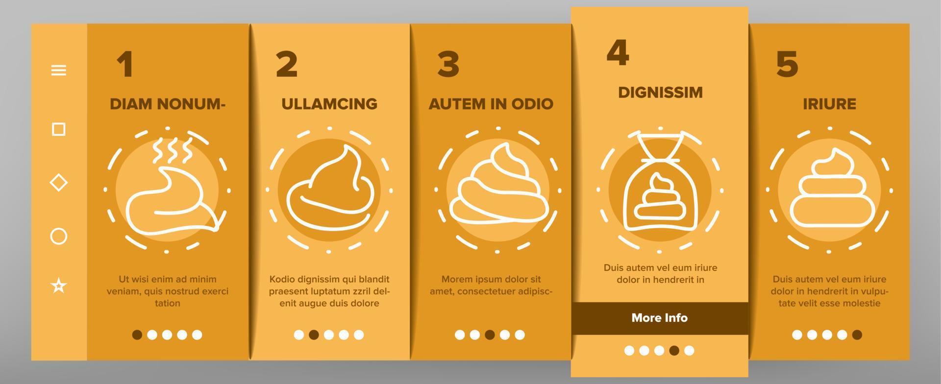 Poop Excrement Pile Onboarding Icons Set Vector