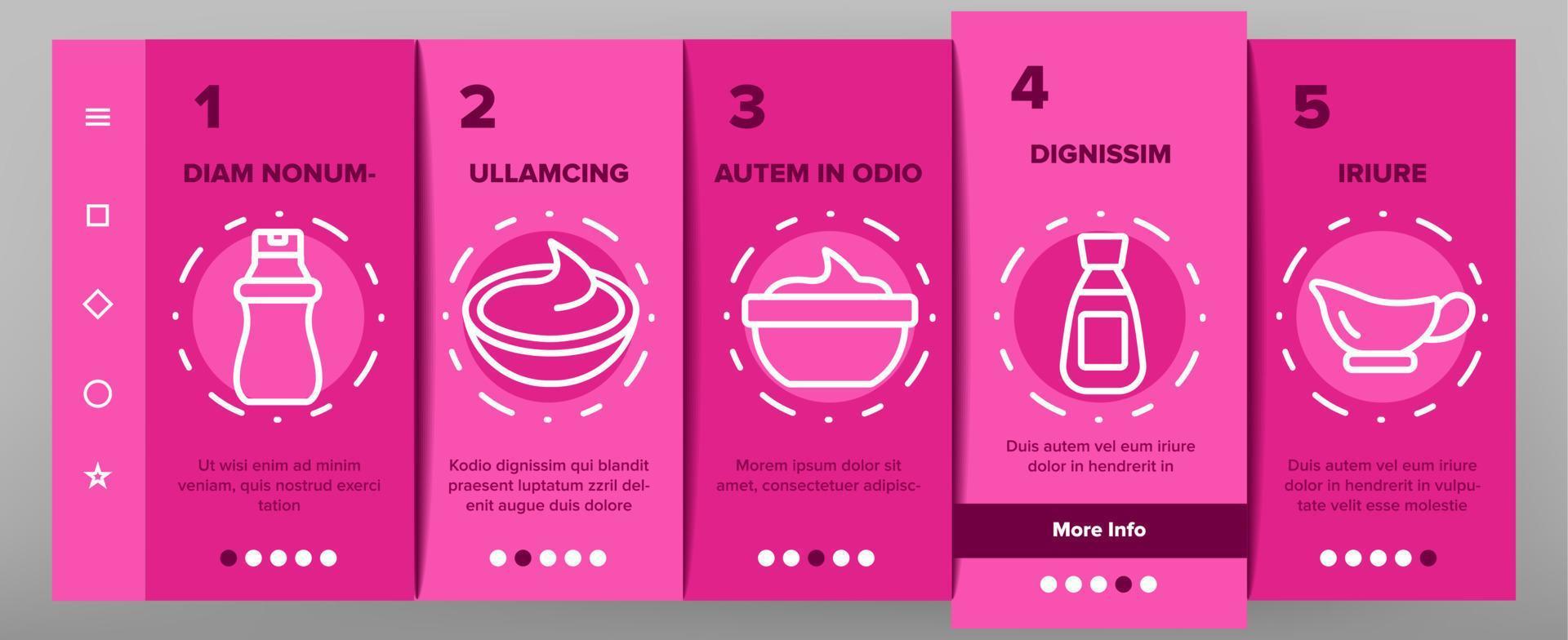 Sauce Spicy Cream Onboarding Icons Set Vector