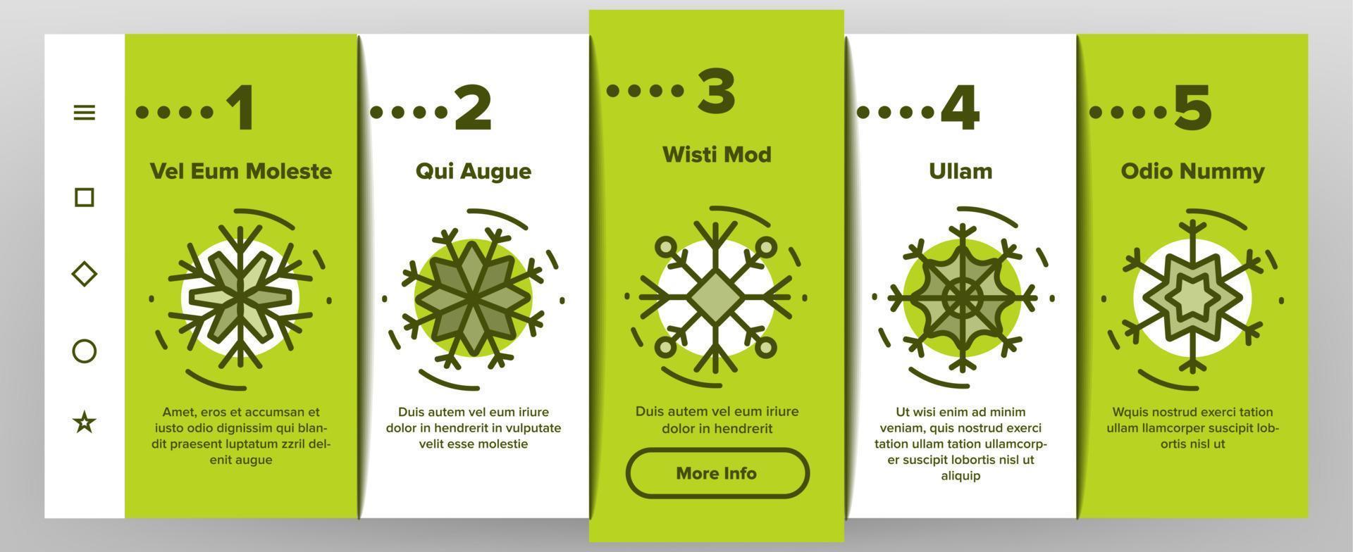Snowflake Tracery Onboarding Icons Set Vector