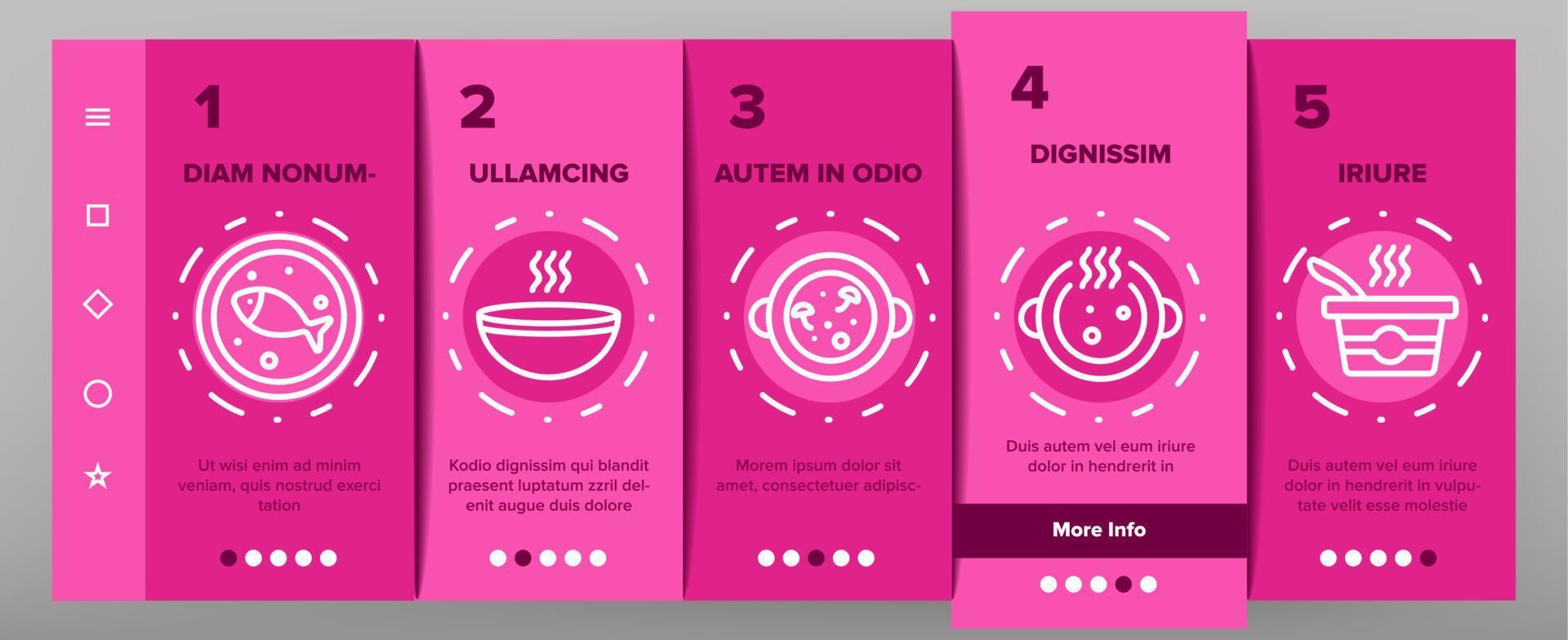 Soup Different Recipe Onboarding Icons Set Vector