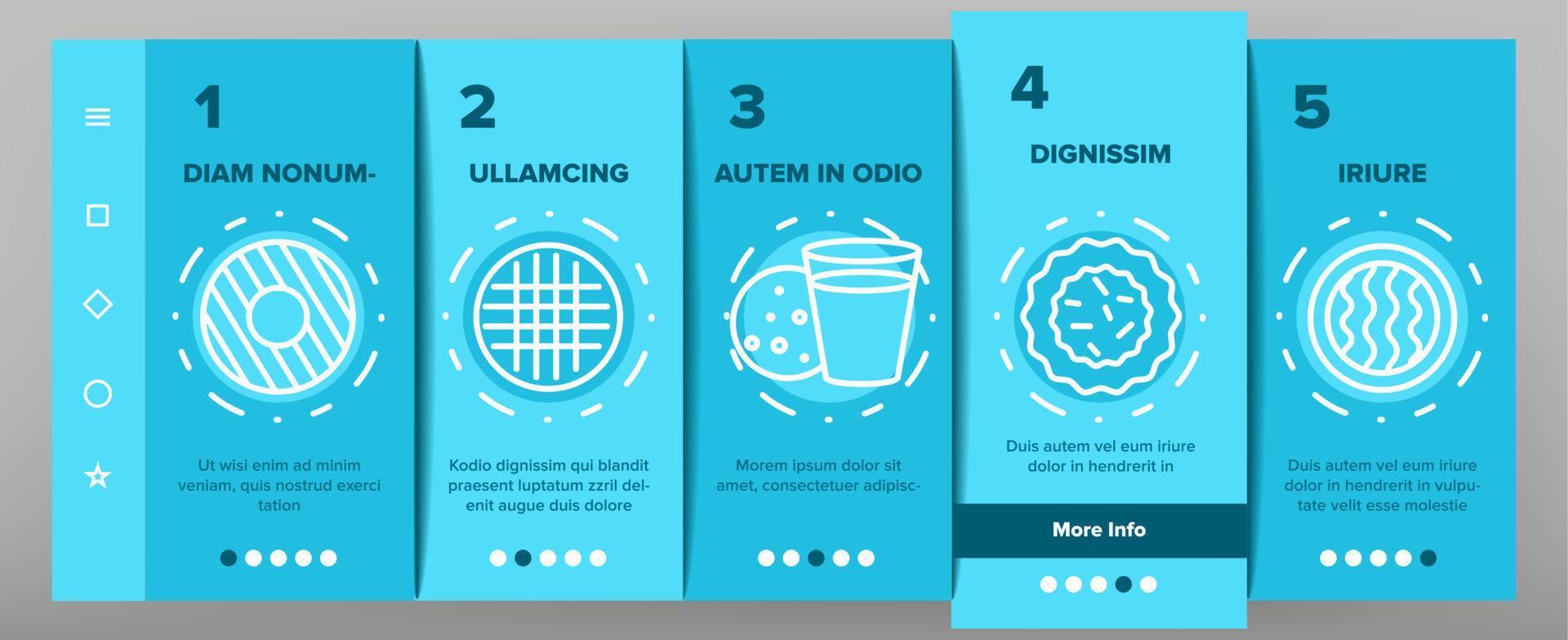 Cookie Baked Dessert Onboarding Icons Set Vector
