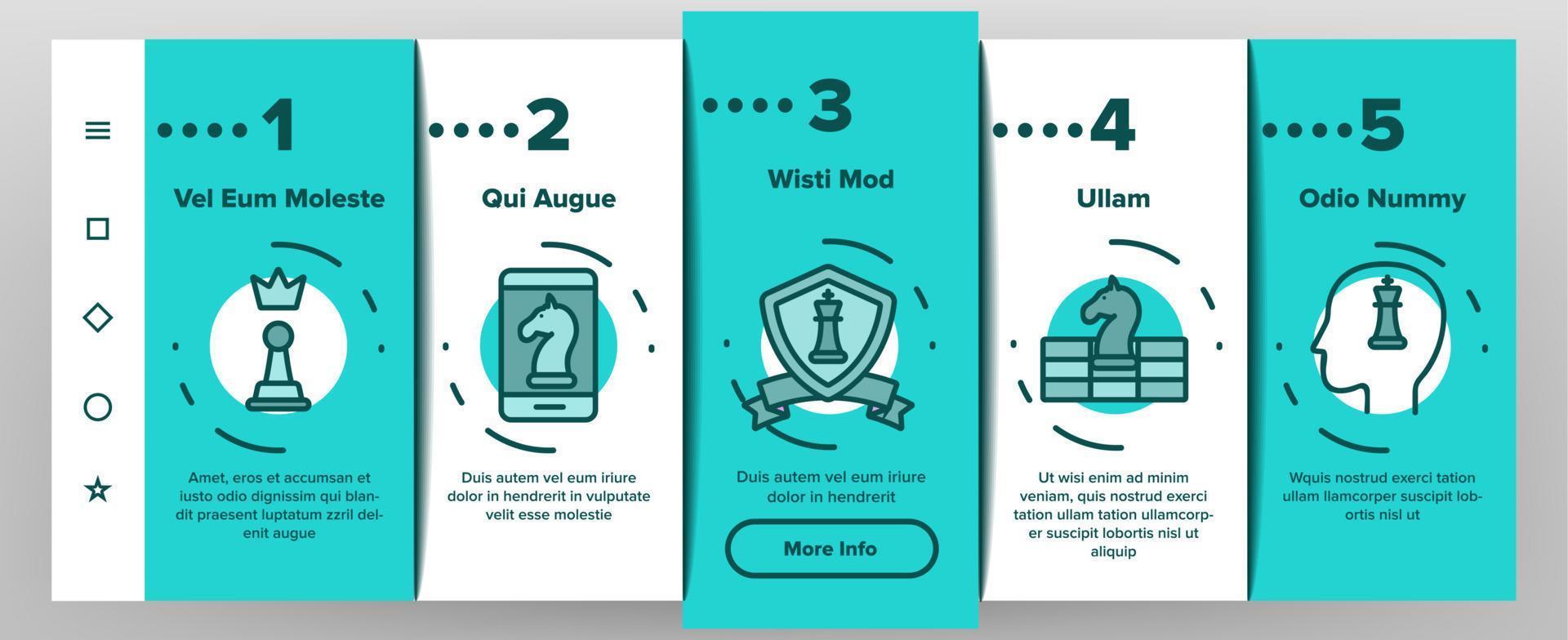 Chess Strategy Game Onboarding Icons Set Vector