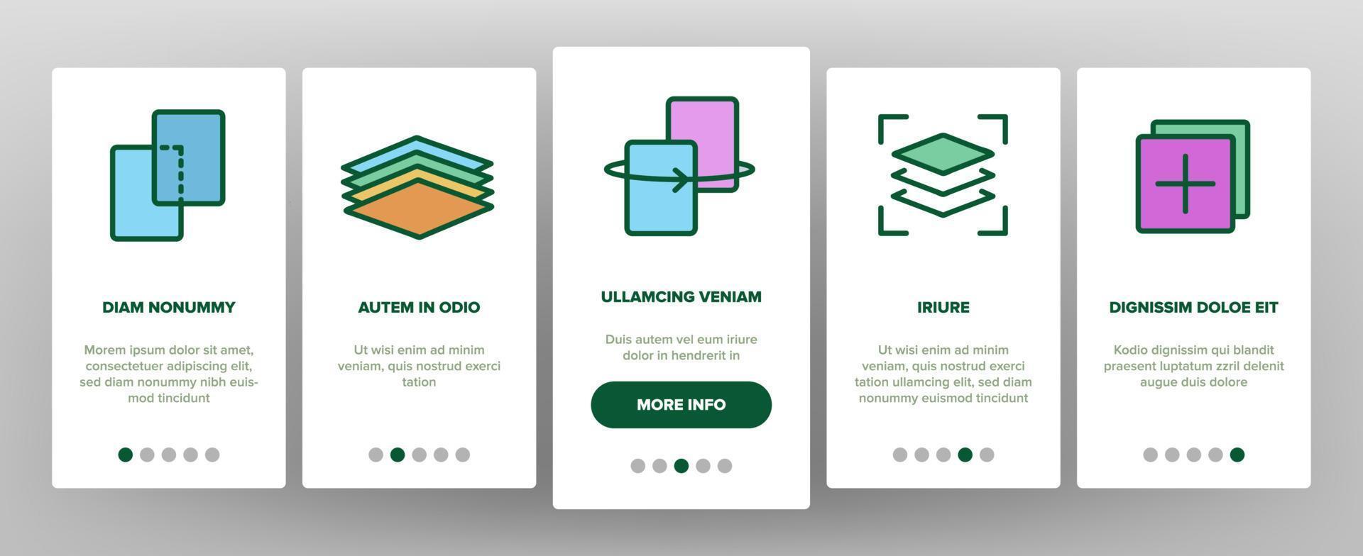 Layer Protect Material Onboarding Icons Set Vector