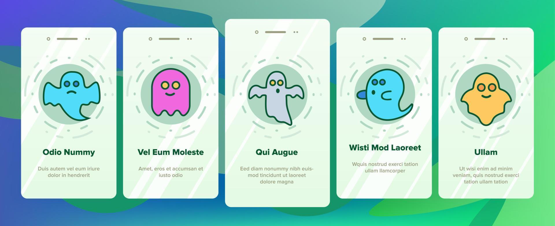 Ghost Spectre Funny Onboarding Icons Set Vector