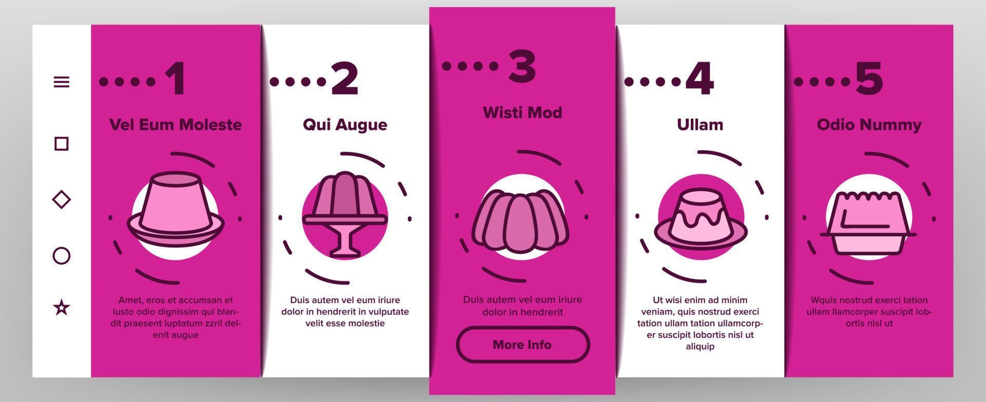 Jelly Sweet Dessert Onboarding Icons Set Vector
