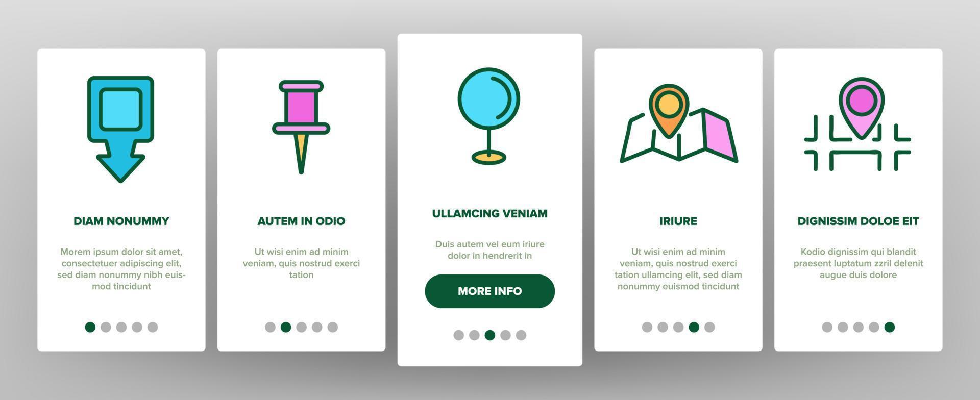 Marker Pointer Gps Map Onboarding Icons Set Vector