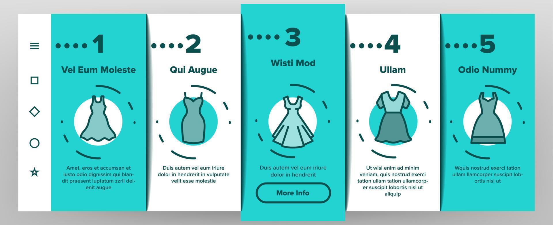 Dress Fashion Female Onboarding Icons Set Vector
