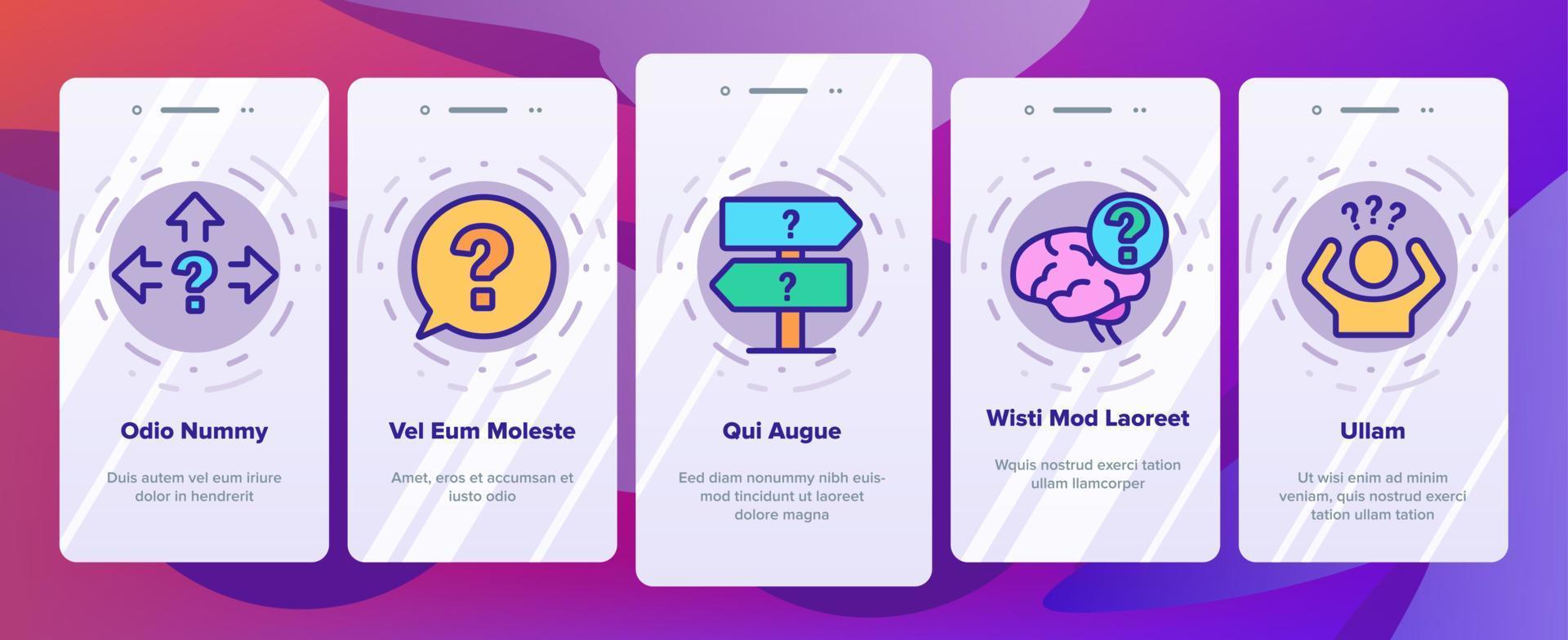 Doubt And Confusion Onboarding Icons Set Vector