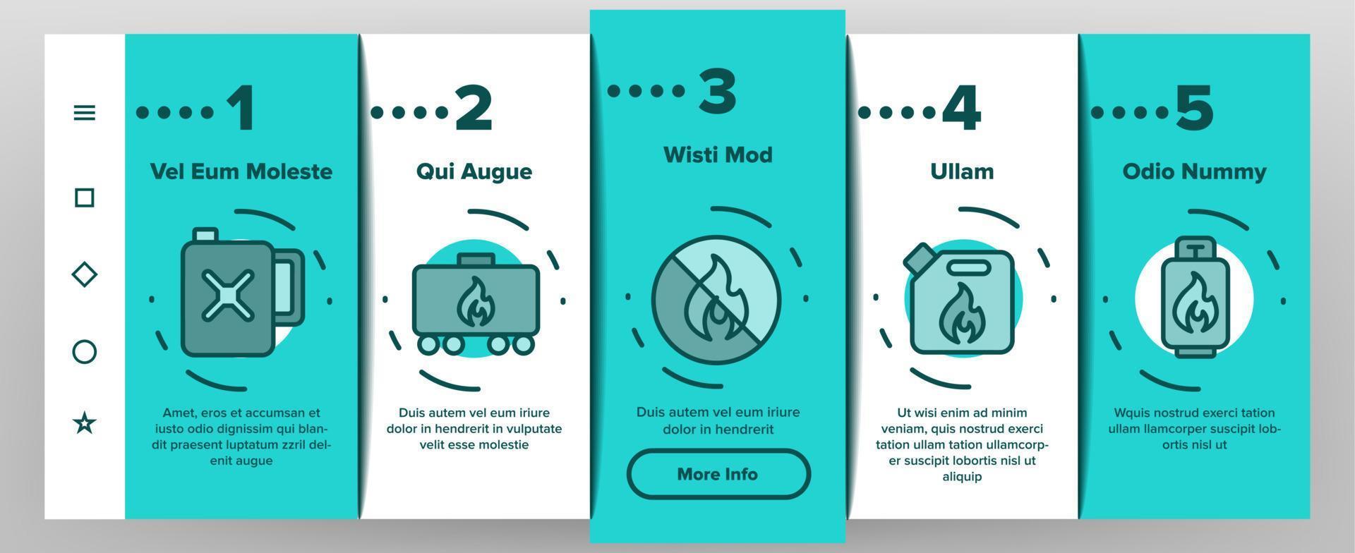 Combustible Products Onboarding Icons Set Vector