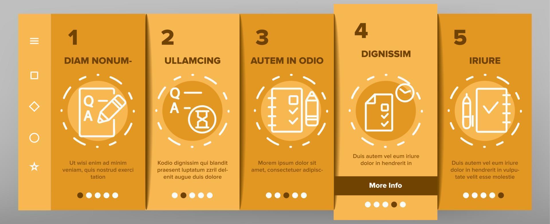 Exam Test Onboarding Icons Set Vector