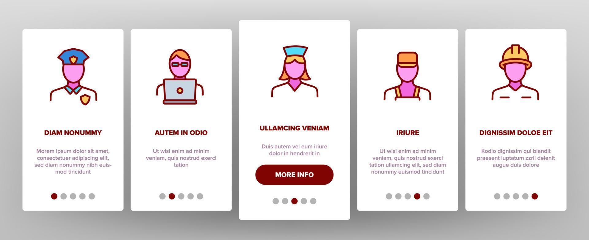 Occupation Onboarding Icons Set Vector
