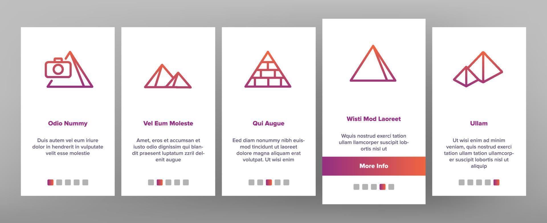 Pyramid Attraction Onboarding Icons Set Vector