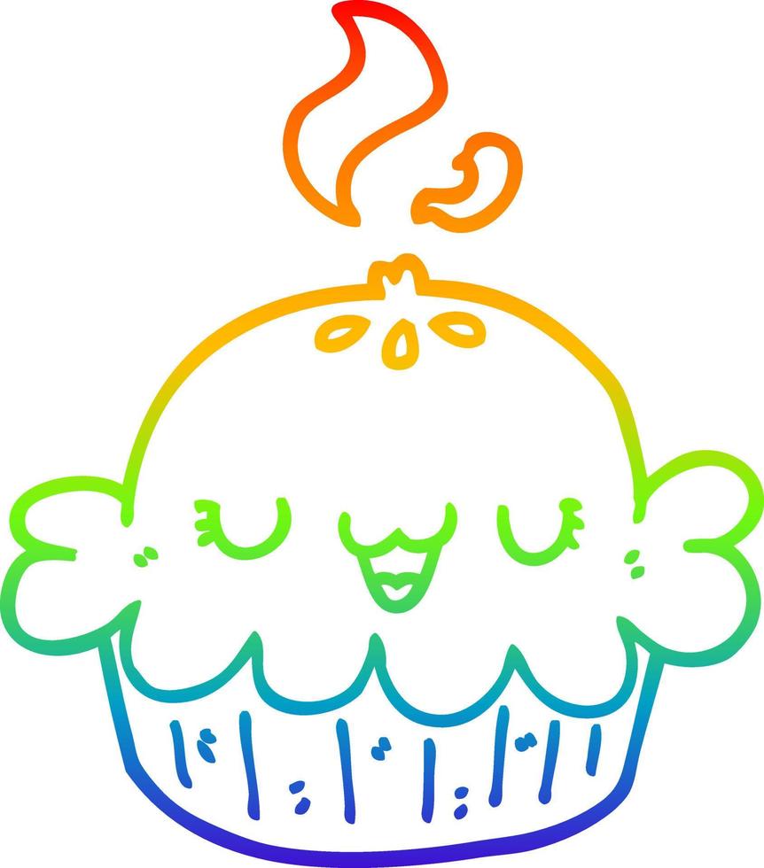 rainbow gradient line drawing cute cartoon pie vector